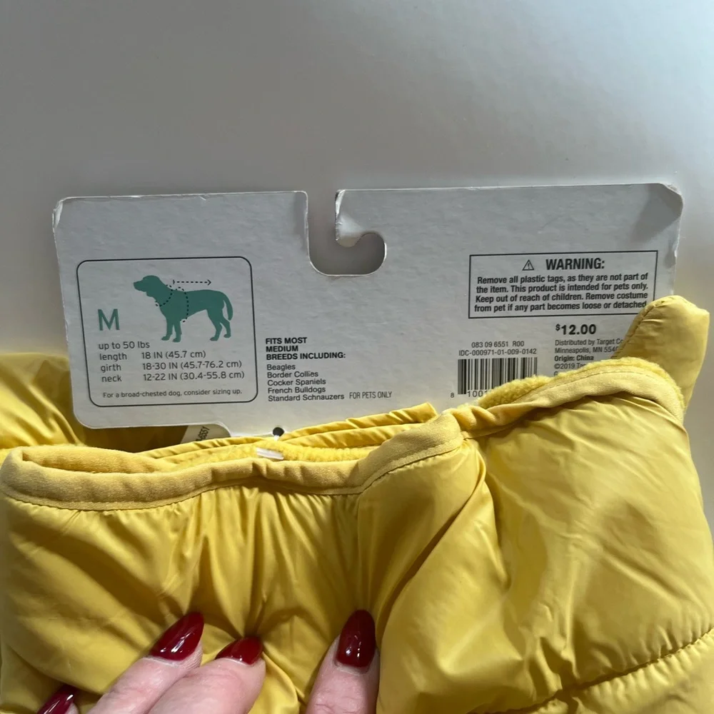 Boots & Barkley Yellow Quilted Pet Puffer Jacket